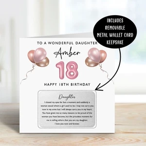 Personalisierte Karte Tochter 18. Geburtstag & Metall Andenken, Geschenk zum 18. Geburtstag - Bild 1 von 16