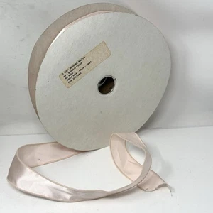 Vintage 1 3/8” Wide Pink Satin Wired Edge Ribbon Roll Spool 40+ Yds - Picture 1 of 5