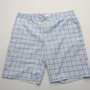 Adidas Herren Chino Golfshorts Größe 40 blau Karomuster adrett 10" Schrittlänge - Bild 1 von 8
