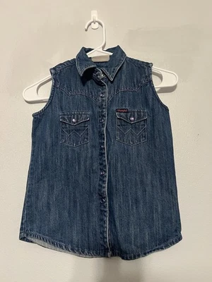 Chaleco Vaquero Retro Wrangler Niños Rosa Abotonado Vaquera Occidental Talla Mediana 8 Foto 1 de 4