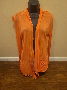 Cardigan Womens Large Coral Open Front Lightweight Top Long Sleeve Casual Rayon - Picture 1 of 10