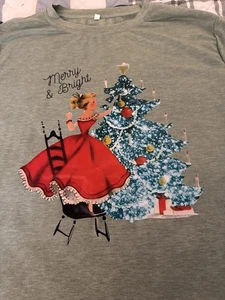 NUEVA Camiseta Para Mujer XXL 2XL Retro MCM Navidad Verde Vacaciones - Imagen 1 de 3