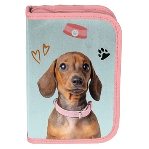Federmäppchen Hund 1 Fach 2 Klappen komplett ausgestat FEDERMAPPE WELPE - Bild 1 von 3