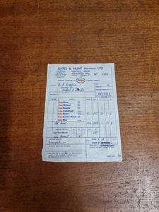 Vintage Bates & Hunt Petroleum Esso Petrol Reciept Invoice Wellington Garage - Picture 1 of 3