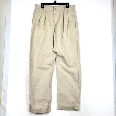 Pantalones informales plisados relajados puño vintage Dockers Khakis mezcla de lino para hombre 34x32 Foto 1 de 4