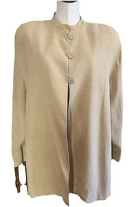 krizia italy women 46 tan silk button front jacket V - Picture 1 of 9