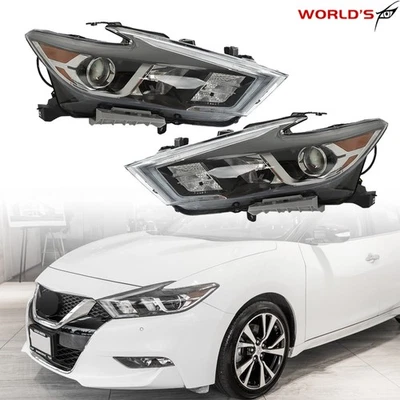 Faros halógenos para Nissan Máxima S SL SV con LED DRL negro diestro+izquierdo 2016-2018 Foto 1 de 4