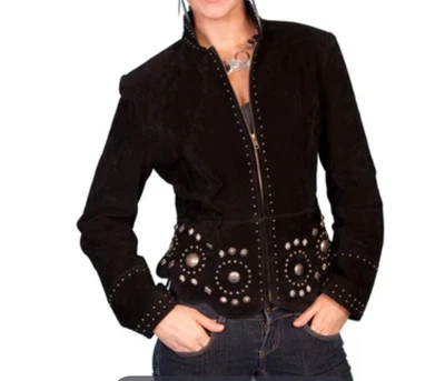 Chaqueta de gamuza jabalí con tachuelas Scully de cuero para mujer L191 Foto 1 de 4