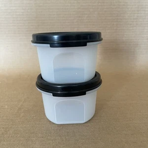 Contenedores Tupperware Modular Mates redondos #1 (juego de 2) #1605 sellos negros #1607 - Imagen 1 de 7