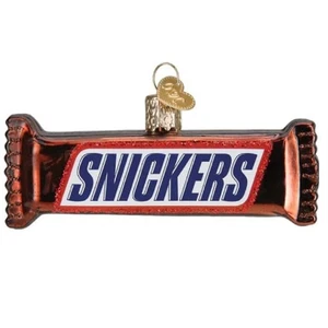 Alte Welt Weihnachten Snickers Schokolade Glas Ornament KOSTENLOSE BOX 4 Zoll braun - Bild 1 von 7