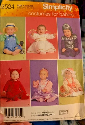 Simplicity Pattern 2524 Babies Costume Sizes 1-18 Mos Angel Devil Princess UNCUT - Image 1 of 4
