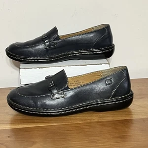 Women’s Born Black Leather Slip-On Loafers Horse-bit Detail Size 6.5 M - Picture 1 of 8