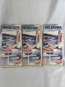 Juego de 3 mapas de carreteras Standard Oil Minnesota Nebraska Oklahoma vintage 1964 - Imagen 1 de 18