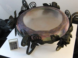 Schale Art Deco Muller Freres Luneville Pate de Vere in Gestell handgeschmiedet - Bild 1 von 12