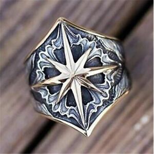 Cross Pattern Ring Men Retro Fashion Vintage Accessories Party Viking Jewelry
