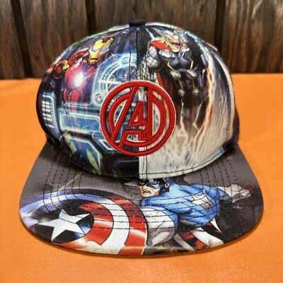 The Avengers Youth Hat Snapback Ball Cap AOP Graphic Print Marvel Comics Kids - Image 1 of 4