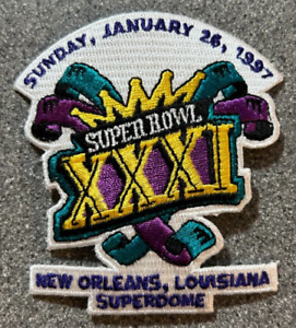 DATED 1997 SUPER BOWL XXXI NFL FOOTBALL 3.5" PATCH GREEN BAY PACKERS VS PATRIOTS