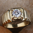 2Ct Round Cut Simulated Diamond Men's Engagement Rings 14K Yellow Gold Plated