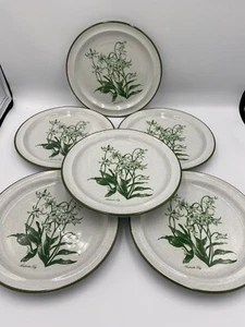 Piatti vintage Noritake "Fiori di montagna" bordo verde. Set di 6. - Foto 1 di 2