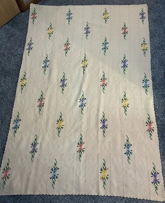 Cross Stitch and Crochet 46 X 69 Blanket So Beautiful - Image 1 of 3