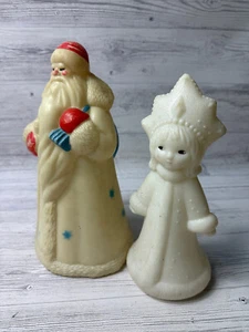Ded Moroz and Snegurochka Vintage Soviet New Year Christmas Plastic Toy USSR - Picture 1 of 13
