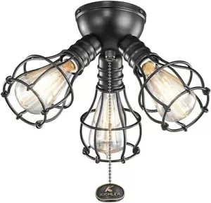 Kichler Industrial Ceiling Fan Light Kit in Satin Black, 3-Light - Picture 1 of 1