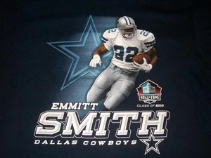 Emmitt Smith 22 Dallas Cowboys NFL Hall of Fame 2010 Blue T-shirt Men's Large - Picture 1 of 4