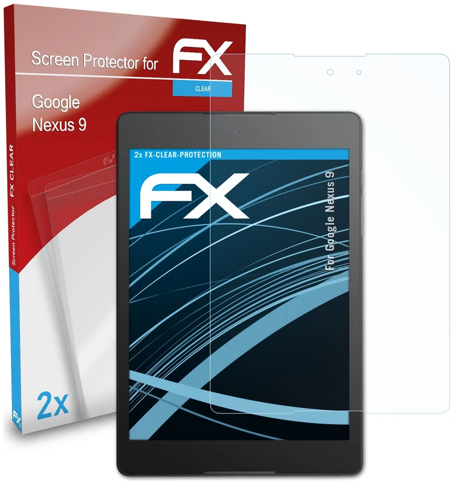 atFoliX 2x Película Protectora para Google Nexus 9 transparente - Imagen 1 de 4