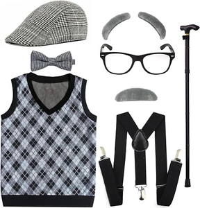 EFORLED Kids 100 Days of School Costume for Boys - Halloween Old Man Costume Hat - Picture 1 of 12