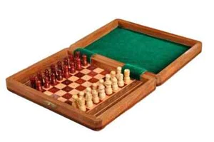 PEG WOODEN Travel Chess Set - 8" x 6" - Picture 1 of 1