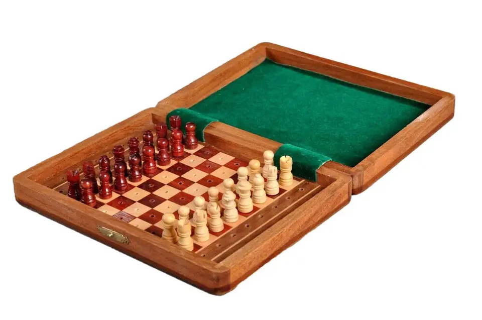 PEG WOODEN Travel Chess Set - 8" x 6" - Image 1 of 1