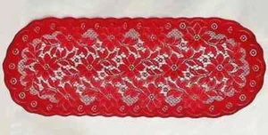 Red Lace Table Runner 14"x 36" Regency Dining Room Livingroom Bedroom - Picture 1 of 4