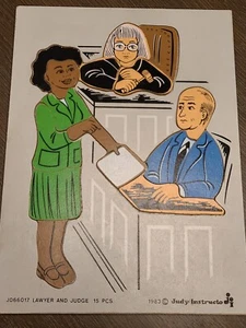 Vintage Judy Instructo Wood Puzzle "Lawyer And Judge" - Professional Women - Picture 1 of 9