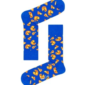 Happy Socks Donna Blu Pizza Cotone Pettinato Elastico Taglia Calze 5.5-9.5 Nwt - Foto 1 di 1