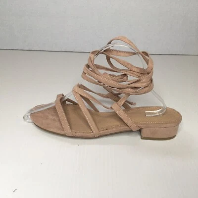 Novo Romana Suede Look Toe Wrap Around Ankle Blush Sandals Size 8 - image 1 of 4