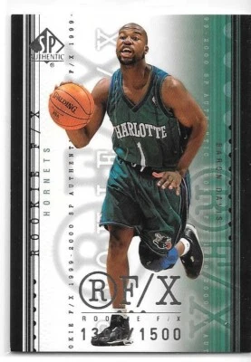 BARON DAVIS ROOKIE SERIAL /1500 1999-00 SP AUTHENTIC 93 CLT HORNETS GS WARRIORS - Image 1 of 4