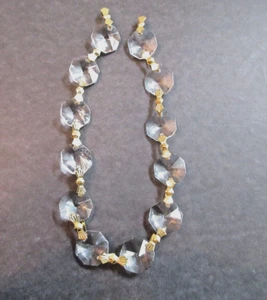 Octagon Crystal Chandelier Prisms 1/2" Goldtone Bowtie connectors 12 crystals - Picture 1 of 6