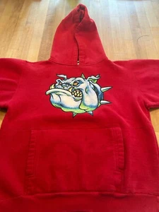 JNCO Denim Boys Vintage American Bulldog Graphic Logo Red Hoodie Size Small - Picture 1 of 21