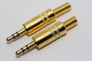2 x 3,5 mm chapado en oro todo metal 3,5 mm estéreo macho jack enchufe con protector de cable - Imagen 1 de 12