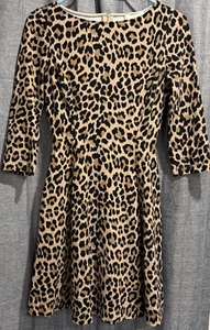 Kate Spade New York Leopardenmuster Ponte Stretch Fit Flare Kleid Größe 4 Taschen - Bild 1 von 5