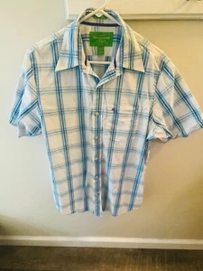 Abercrombie Fitch Kurzarm Hemd Herren XLMuscle blau kariert Knopf Vintage Y2K - Bild 1 von 2