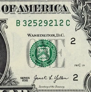 Alternador (2s) dólar sin circular número de serie de lujo: B 32529212 C Nueva York - Imagen 1 de 3