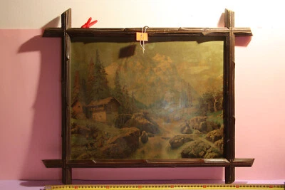 Antiguo marco de madera estilo Selva Negra c1910/20s Hungría 67x57cm Foto 1 de 4