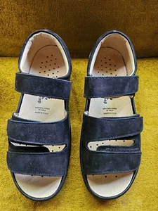 Spring Step Veronica Black Leather Sandal Women's Size 39 / 8.5 Made In Italy - Picture 1 of 7