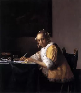 100% handmade Johannes Vermeer oil painting reproduction A Lady Writing JV005 - Picture 1 of 1