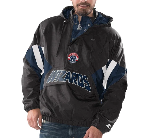 Washington Wizards Starter VINTAGE ENFORCER Hooded Half-Zip Pullover Jacket Cover