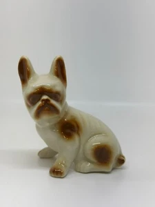 VTG Porcelain French Bulldog Figurine 3.5" Hand Painted Brown White Ceramic Dog - Picture 1 of 7