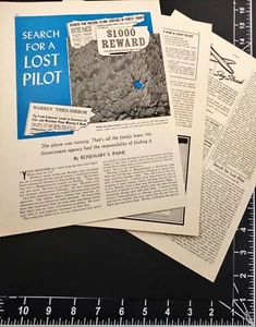 1948 Ricerca di un pilota perduto Rosemary Paine articolo rivista vintage 3 pagine - Foto 1 di 6