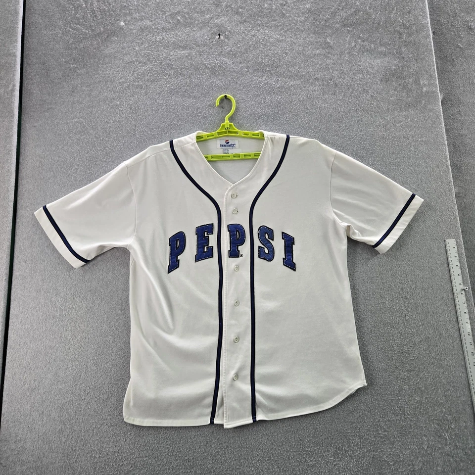 Camiseta masculina vintage Pepsi G/XL logotipo branco bordado geração próxima beisebol - Imagem 1 de 4