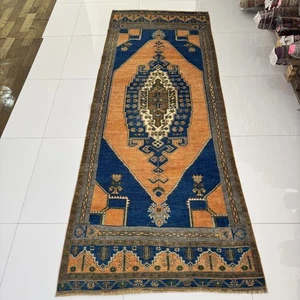 Alfombra de corredor oriental vintage 3x8, alfombra Oushak turca de lana anudada a mano - Imagen 1 de 10